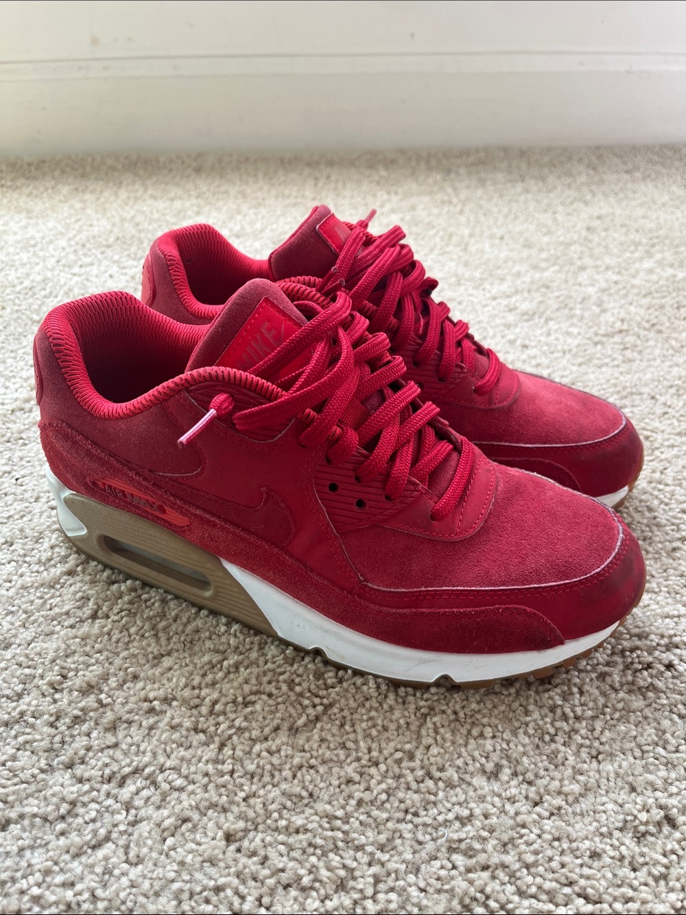Nike Air Max Women’s Red Suede Sneakers with White Midsole